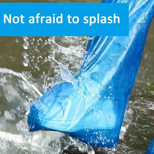 Disposable Shoe Covers Blue Rain Shoes and Boots Cover Plastic Long Shoe Cover Clear Waterproof Anti-Slip Overshoe for Women Men Water Boots Cover Rainy Day Use Cover (10 Pack(5 Pairs))