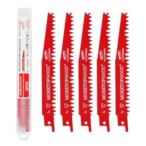 Wood Pruning Reciprocating Saw Blades,6 Inch Saw Blades for Trees Wood Cutting, Wood Saw Blades (5 Pack/5TPI)