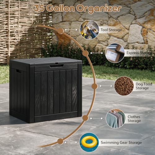 NUNU LAB 35 Gal Outdoor Waterproof Lockable Storage Box Black