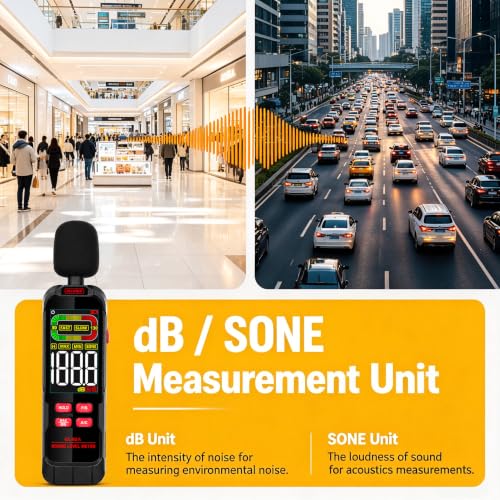 ZLLJYBLG Gl82a Decibel Meter 30-130dB, Digital Sound Level Meter, Black-B