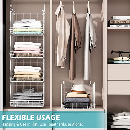 X-cosrack White 4-Tier Foldable Closet Hanging Organizer - Space Saver