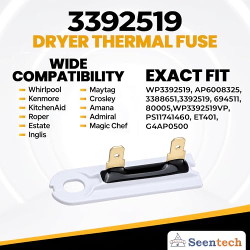 Seentech 3392519 Dryer Thermal Fuse Replacement Part – 1 Pack for Whirlpool/Kenmore/Maytag