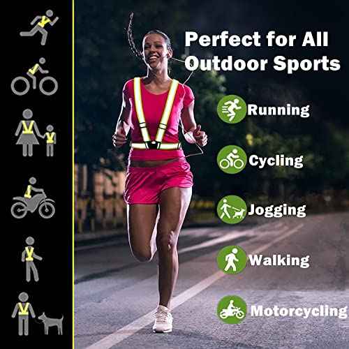 Reflective Running Vest 2-10 Pack, High Visibility Reflective Gear Night Cycling Safety Vest Strap for Men Women Kids