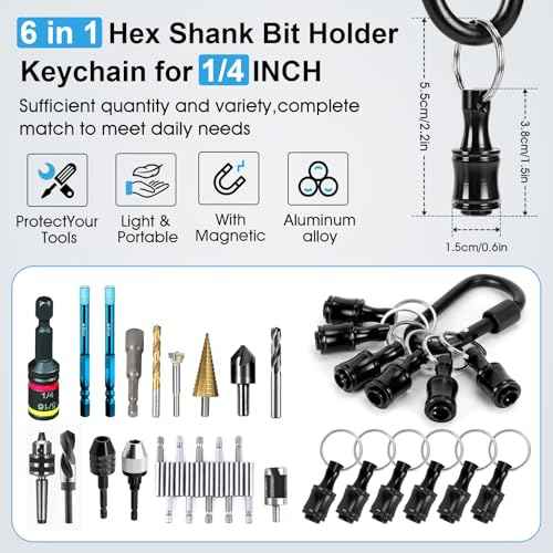 Bit Holder Drill Bit Extension Set, Upgrade Bit Holder Keychain 1/4" Hex Shank Aluminum Alloy Screwdriver Bits Holder, 3-Pack Quick Release Drill Bit Holder Tool Kit