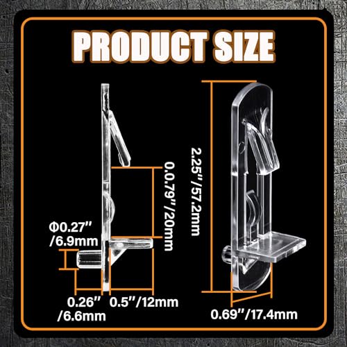 LonlyEagle 20pcs Clear Plastic Locking Shelf Pegs 6.9mm for 3/4 Inch Shelves - Variation 0.27x0.75 inch