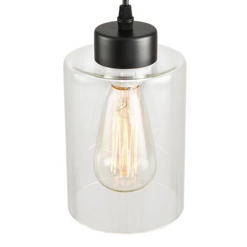 CAFULAM Modern Black Farmhouse Pendant Light with Glass Shade,Industrial Pendant Lighting, Adjustable Hanging Light Fixtures, Farmhouse Pendant Lighting