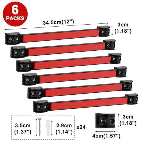 Mayouko 12" Magnetic Tool Holder Strip, 6 Packs, Metal Magnet Tool Organizer Bars for Garage, Workshop, Magnetic Strip for Tools