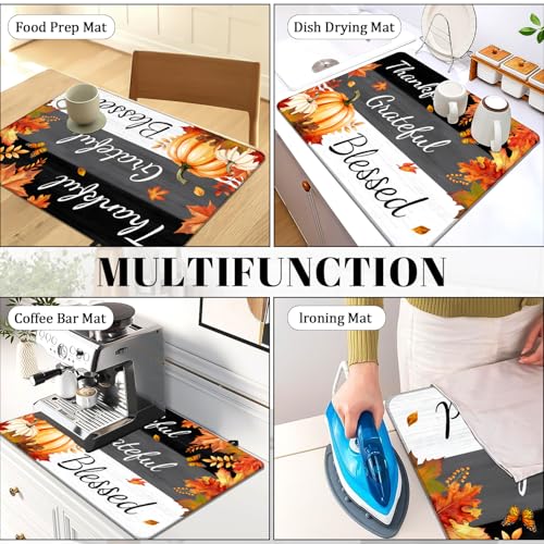 ENCHAN 28x20 Inch Glass Top Stove Cover - Heat-Resistant, Black & Yellow Fall Leaves