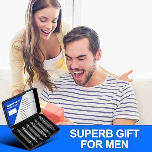 Gifts for Men,Damaged Screw Extractor Set,Gifts for Adults Men & Remover for Stripped Screws Nuts & Bolts Drill Bit Tools for Easy Removal of Rusty,9Pcs Drill Bit Bolt Extractor Kit & Twist Drill Bits