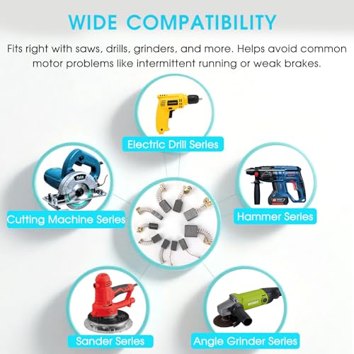 60 Pcs Electric Motor Carbon Brushes Kit for Power Tools Replacement Parts