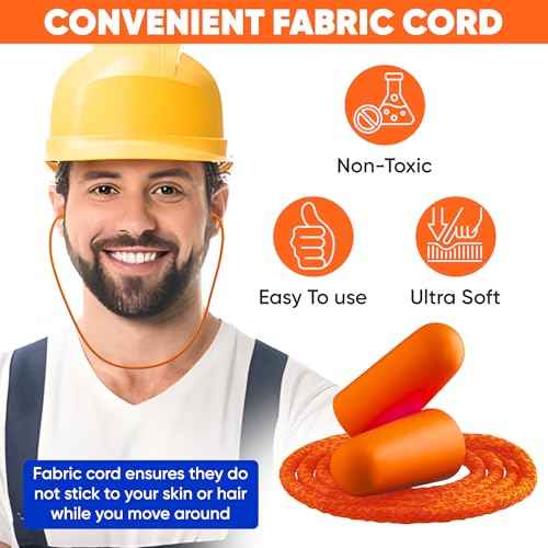 20 Pair Foam Ear Plugs with Cord - Soft & Comfortable Ear Protection - Disposable Ear Plugs Individually Wrapped with Noise Cancelling up to 32dB - Ideal for Sleeping Construction Shooting Sports