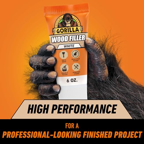 Gorilla 6 oz Water-Resistant White Wood Filler for Indoor & Outdoor Repairs