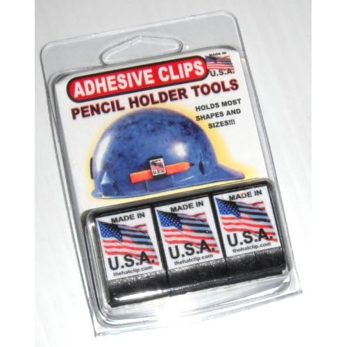 Hard Hat Pencil Holder Adhesive Clip Tool with tons of uses 3 PACK BLACK3