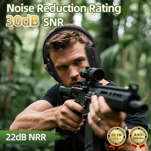 Rechargeable Automatic Noise Cancelling Headphones Electronic Ear Muffs Music Volume Adjustable for Racing Mowing
