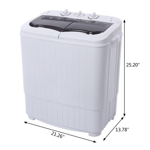 Winado 15LBS Portable Washing Machine, Compact Mini Washer Machine & Spin Cycle Combo, Built-in Gravity Drain, Small Twin Tub Washer with Spin Cycle for Laundry Room, Apartments, Dorms, RV's (Grey)