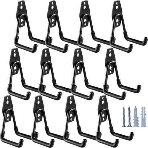 Heavy Duty Garage Hooks 12 Pack, 2.8 inch Small U Shaped Hanger, Wall Mounted Storage System, Power and Garden Tool Organizer, for Hanging Ladders, Hose, Bulk Items and More