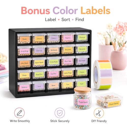 25-Drawer Hobby Parts Organizer with Removable Dividers, Beads, Craft Storage Bin