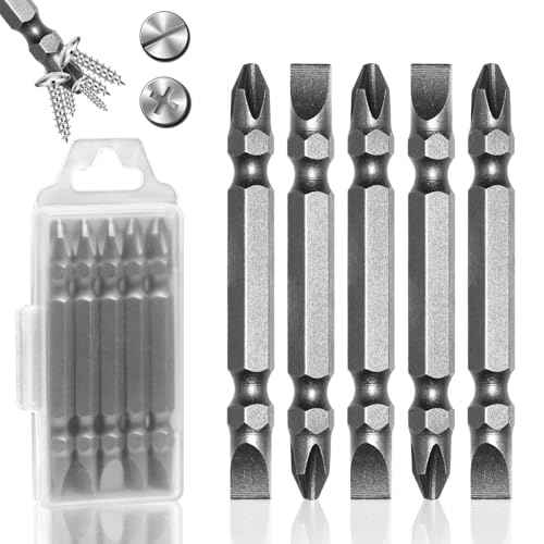 5Pcs Impact Double End Screwdriver Bit Set Ph2/Sl6 Magnetic Slotted Phillips Screwdriver Bit S2 Alloy Steel with Storage Box (65mm)