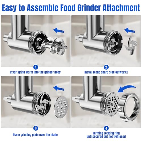 GuanQiao Aluminium & Stainless Steel Metal Food Grinder Attachment for KitchenAid Stand Mixer