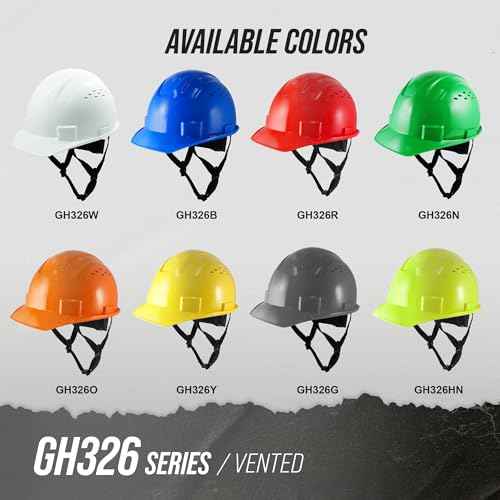 GE Cap Style Hard Hat, 4-Point Ratchet Suspension, Earmuff Slots, High Impact Resistant, Sweat-Wicking Sweatband, Meets ANSI Z89.1-2014, Comfortable and Durable - White, Class E (Non-Vented)