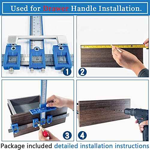 Cabinet Hardware Jig, King&Charles Cabinet Handle Jig with Automatic Center Punch, Avoid Jitter Caused by Direct Drilling. Use for Handles and Pulls on Drawers/Doors, Perfect Set.