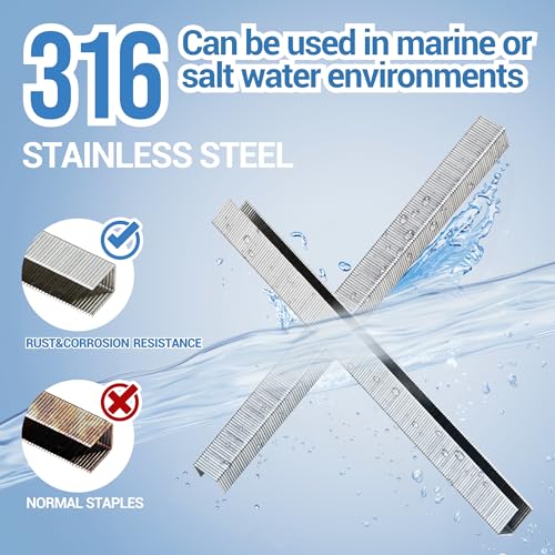 Meite 71/10 22 Gauge Marine Stainless Steel Upholstery Staples - 1 Pack, 3/8-Inch Crown & Length, 10,000 Counts