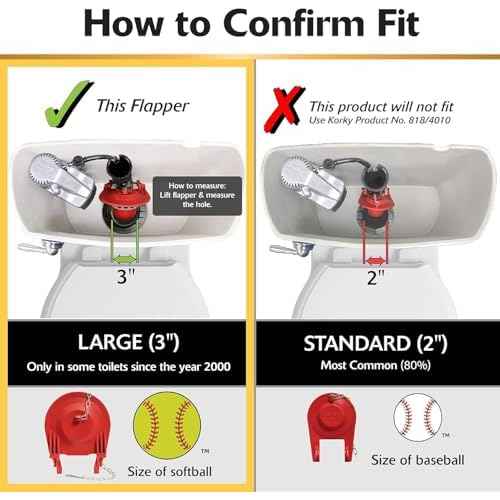Korky 3060BP Universal Toilet Flapper Replaces Most Large 3-Inch Flappers - Long Lasting Rubber - Easy to Install - Made in USA, Red