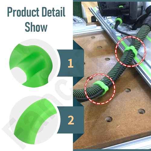 12 Pack Coiled Hose Clips Compatible with Festool Sander & Dust Extractor, Dust Hose Clips for Festool 27mm Vacuum Hoses - Green