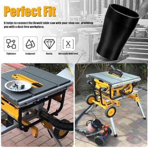 Table Saw Vacuum Adapter for Dewalt DWE7491RS - Dewalt Dust Collector Adapter Suitable for Connecting 2 1/2 "Table Saw Outlet Connected to 1 7/8" Shop Vac Hose