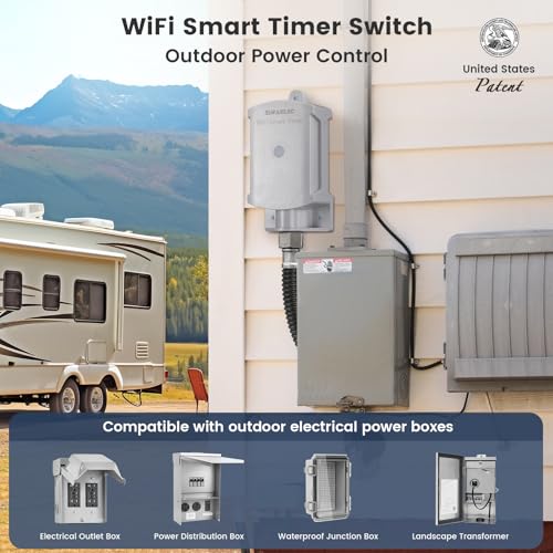WiFi Outdoor Smart Timer Switch 15A for Electrical Boxes - Waterproof, App Control