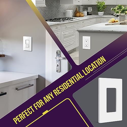 ENERLITES 1-Gang White Screwless Decorator Wall Plate Outlet Cover - 10 Pack, Standard Size