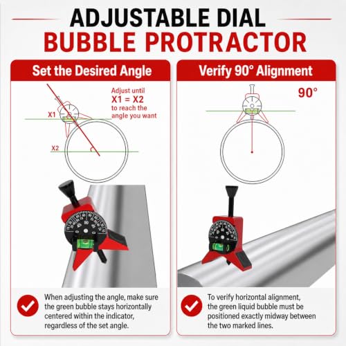 Pipe Center Finder Tool, Magnetic Pipefitter Tool with Protractor
