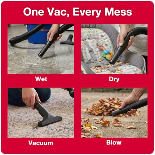 Koblenz WD-2L 2 Gallon 2.0 HP Wet Dry Vacuum Cleaner for Home Garage Car Workshop