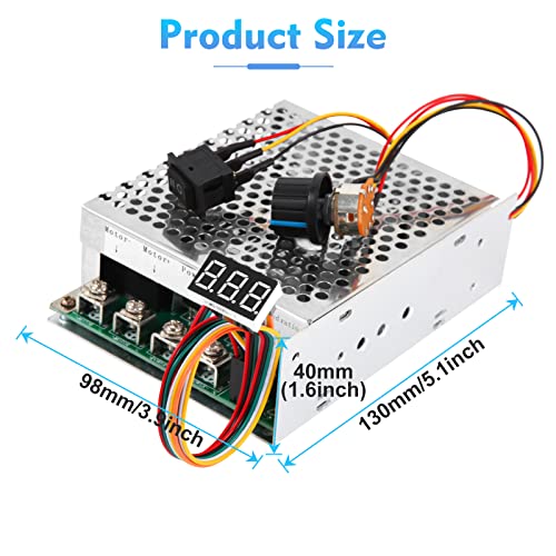 HARMNEE 60A PWM DC Motor Speed Controller 10V-55V with LED Display & Forward-Reverse Switch