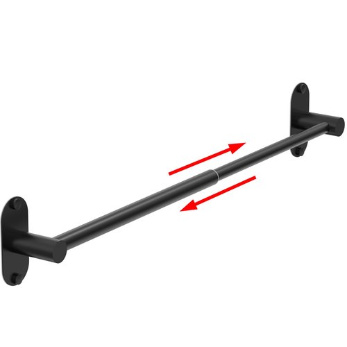 MIROAMZ Towel Bar, Adjustable 14.4inch - 25.2inch Towel Rack, Self Adhesive & Wall Mounted for Bathroom Kitchen Hand Towel Holder Cloths Hanger SUS 304 Stainless Steel Organizer Single Bar Matte Black
