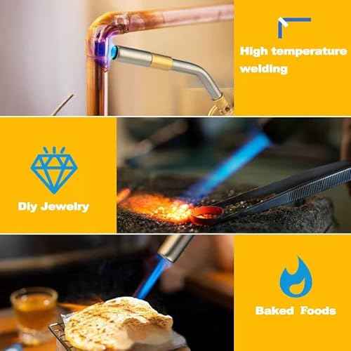 Propane Torch Head, High Intensity Trigger Start Torch with Self Ignition Adjustable Flame and Flame Lock, Mapp Gas Torch Head Welding, Brazing, Culinary and Melting Ice
