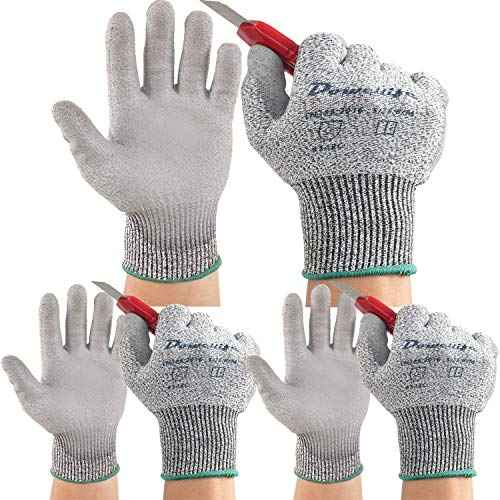 Dowellife Level 5 Cut Resistant Work Gloves for Men & Women, PU Coated Breathable Gardening Gloves, Thin Flexible Firm Grip