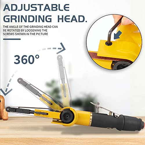 3/8 in x 13 in Mini Air Belt Sander with 2 Belts – Pneumatic Grinder for Weld Removal