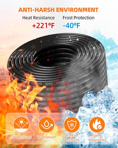 CONEPY 18/4 Gauge Tinned Copper Electrical Wire 30FT - High Conductivity & Waterproof
