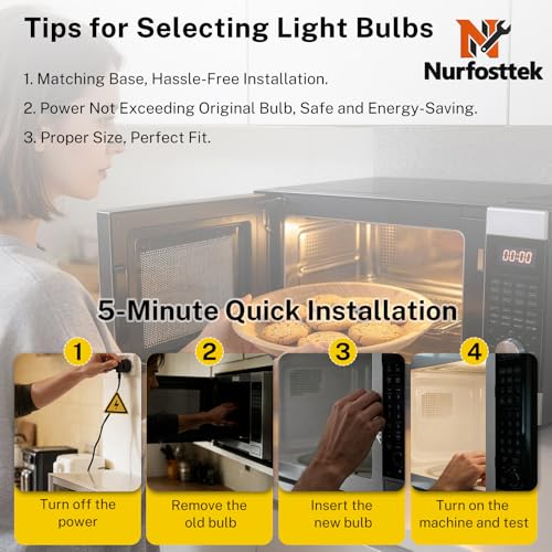 Microwave Light Bulb 40W 125V, 2-Pack for Whirlpool Maytag KitchenAid Kenmore — Warm Yellow Replace R0712016