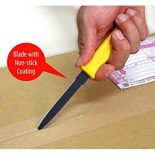 CANARY Cardboard Cutter with Sheath, 7.5" Safe Box Opener/Box Cutter Tool [Non-Stick Coated Blade], Serrated Japanese Stainless Steel Blade, Made in Japan