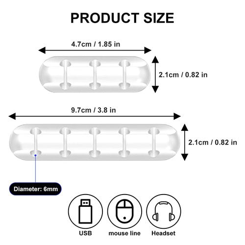 2-Packs Cable Organizer Clips Cord Holder Self Adhesive Cable Management for USB Cable/Power Cord/Wire, Car and Desk, Home and Office Cord Organizer,Nightstand(5, 3 White)