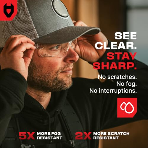NoCry Safety Glasses Black & Red, Anti-Fog, Scratch-Resistant, ANSI Z87, UV Protection
