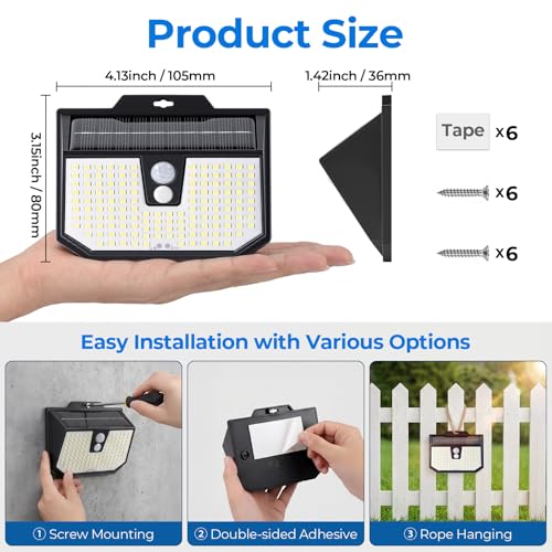 Brightever Black 6-Pack Solar Motion Sensor Fence Lights with 3 Modes