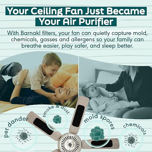 Barnakl 5 Pack Ceiling Fan Air Purifier Carbon Filters for Blades - Odorless, Easy Install