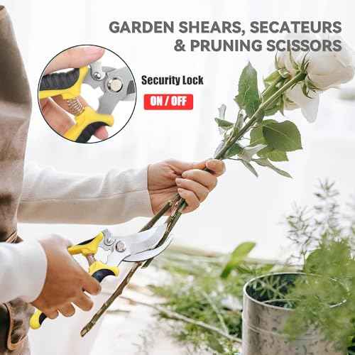 Pruning Shears, 3 Pack Garden Shears, Clippers Handheld, Stainless Steel Garden Snips, Pruners for Gardening, Gardening Scissors Hand Pruner Pruning Shear with Stainless Steel Blades