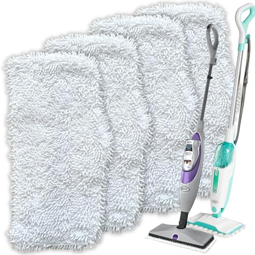 Flammi 4-Pack Steam Mop Pads for Shark S3101 S1000 SK460 – Reusable White Pads