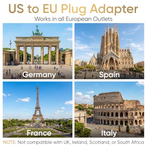 Unidapt White European Travel Plug Adapter US to Type C 4-Pack