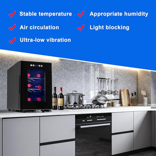 Iceblue 6-Bottle Wine Cooler Refrigerator with Glass Door & Digital Temp Control