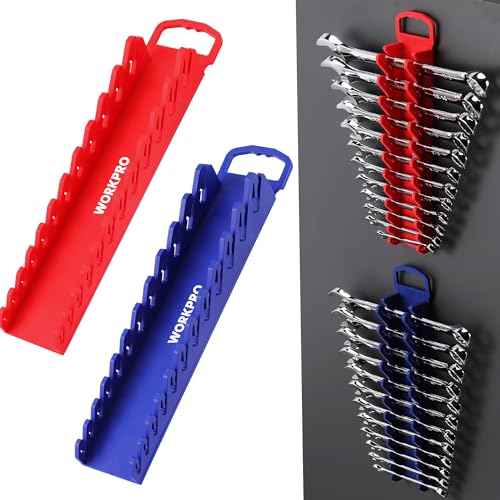 WORKPRO 2-Pack Magnetic Wrench Organizer, 12-Piece Gripper Wrench Holder for Stubby or Line Wrenches, Quality Wrench Rack Fits for SAE (1/4¡± to 15/16¡±) and Metric (6mm to 24mm), Flexible Teeth